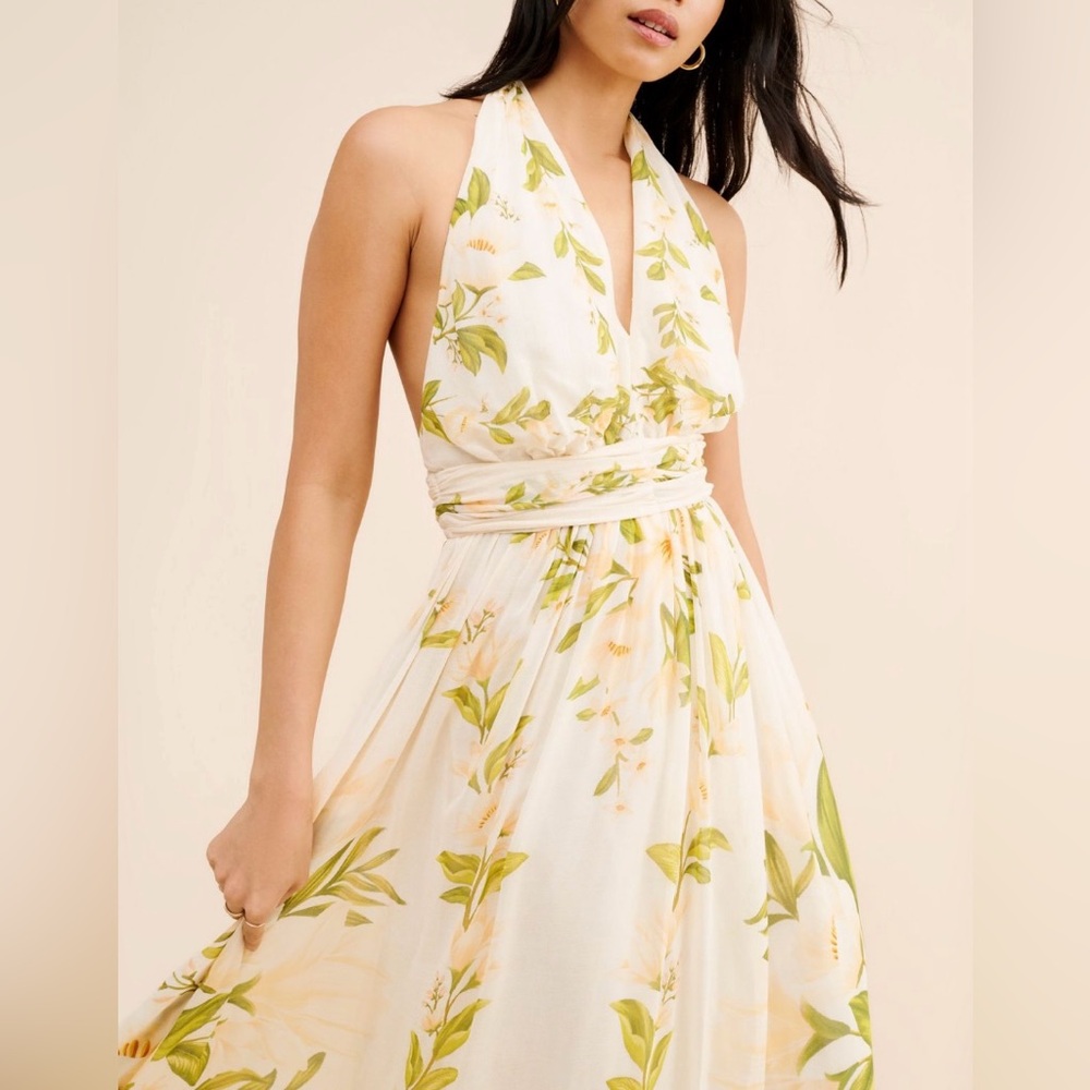 Farm Rio V-Neck Floral Chiffon Maxi Dress, Size S - Picture 2 of 11
